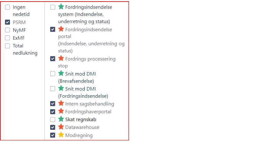 Driftsinformation for PSRM og DMI