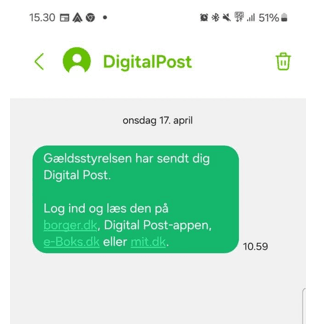 Korrekt sms fra Digital Post